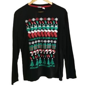 𝅺Black and Joyeux Noel Ugly Christmas Long Sleeves Sweatshirt Size Small